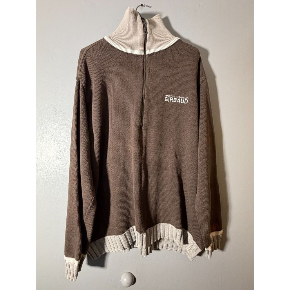 Vintage Marithé + François Girbaud Sweater XXL Brown 1/4 Zip Turtleneck 90s Y2K